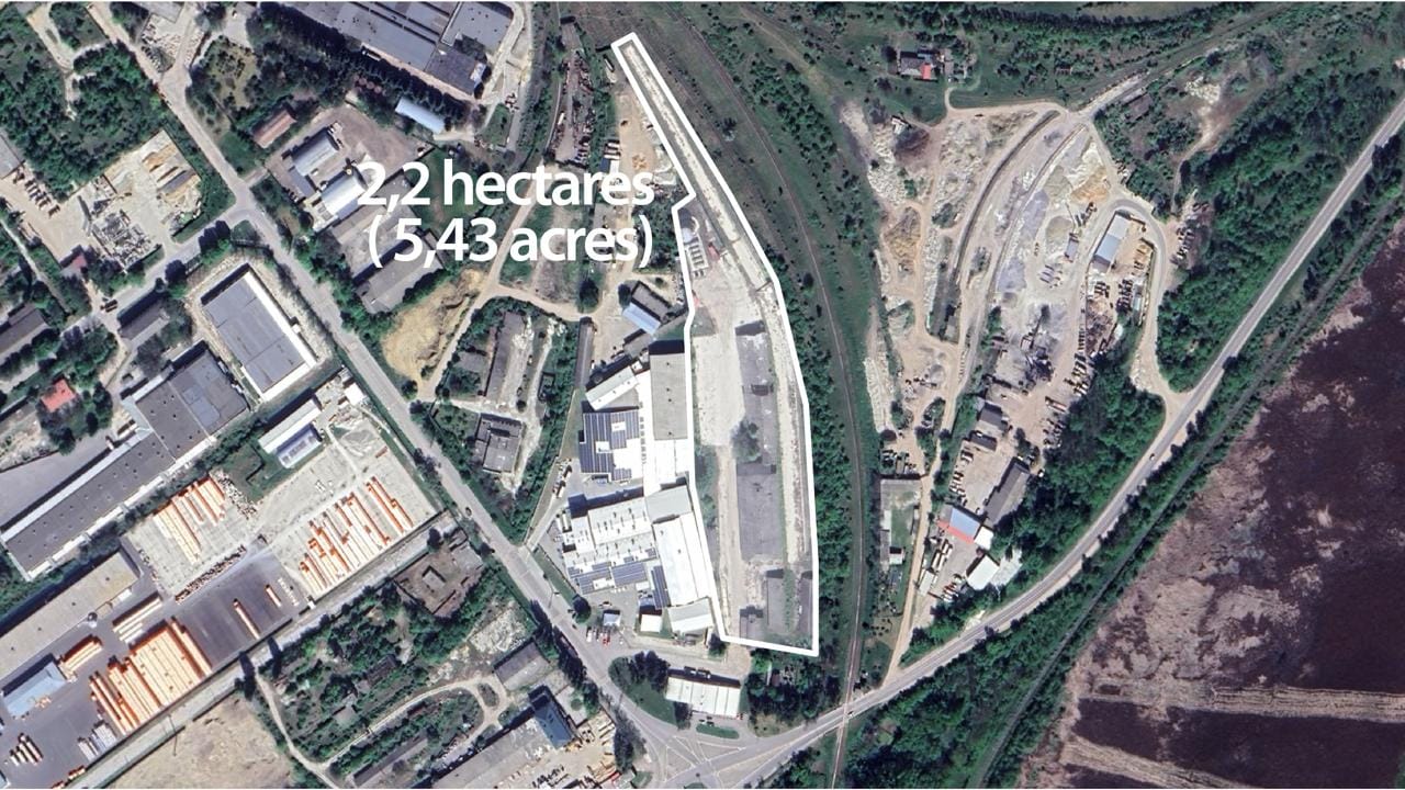 Aerial view of the 2.2 hectare rail transshipment terminal inside the Ungheni Free Economic Zone